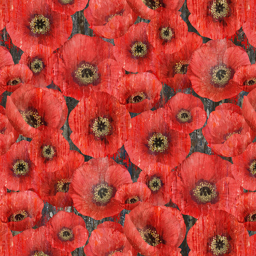 Northcott Studio - Poppy Meadow DP29088-97 Packed Poppy Charcoal Multi