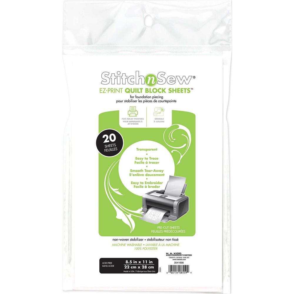 HEATNBOND Stitch n Sew EZ Print Quilt Block Sheets - 20 pcs - 22 x 28cm (81⁄2" x 11")