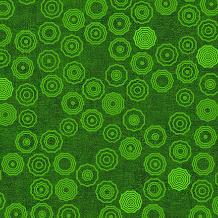 Stof - Basically - 4512-853 - Green Geo Circles