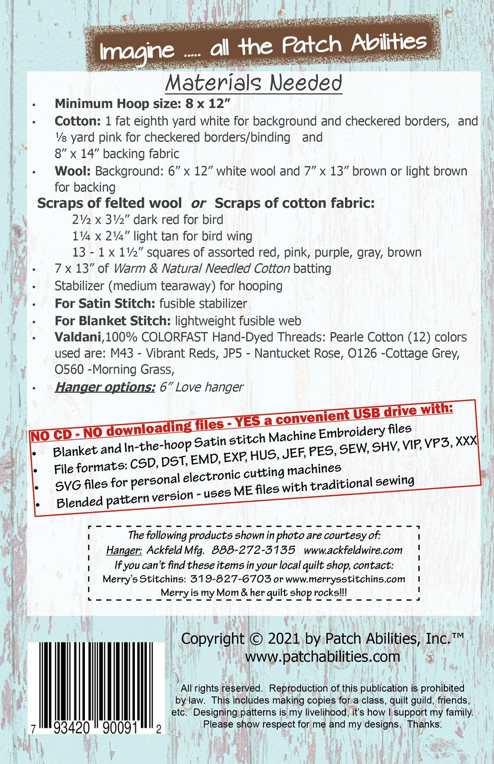 Patch Abilities - P171- Hangin' Hearts (Machine Embroidery)