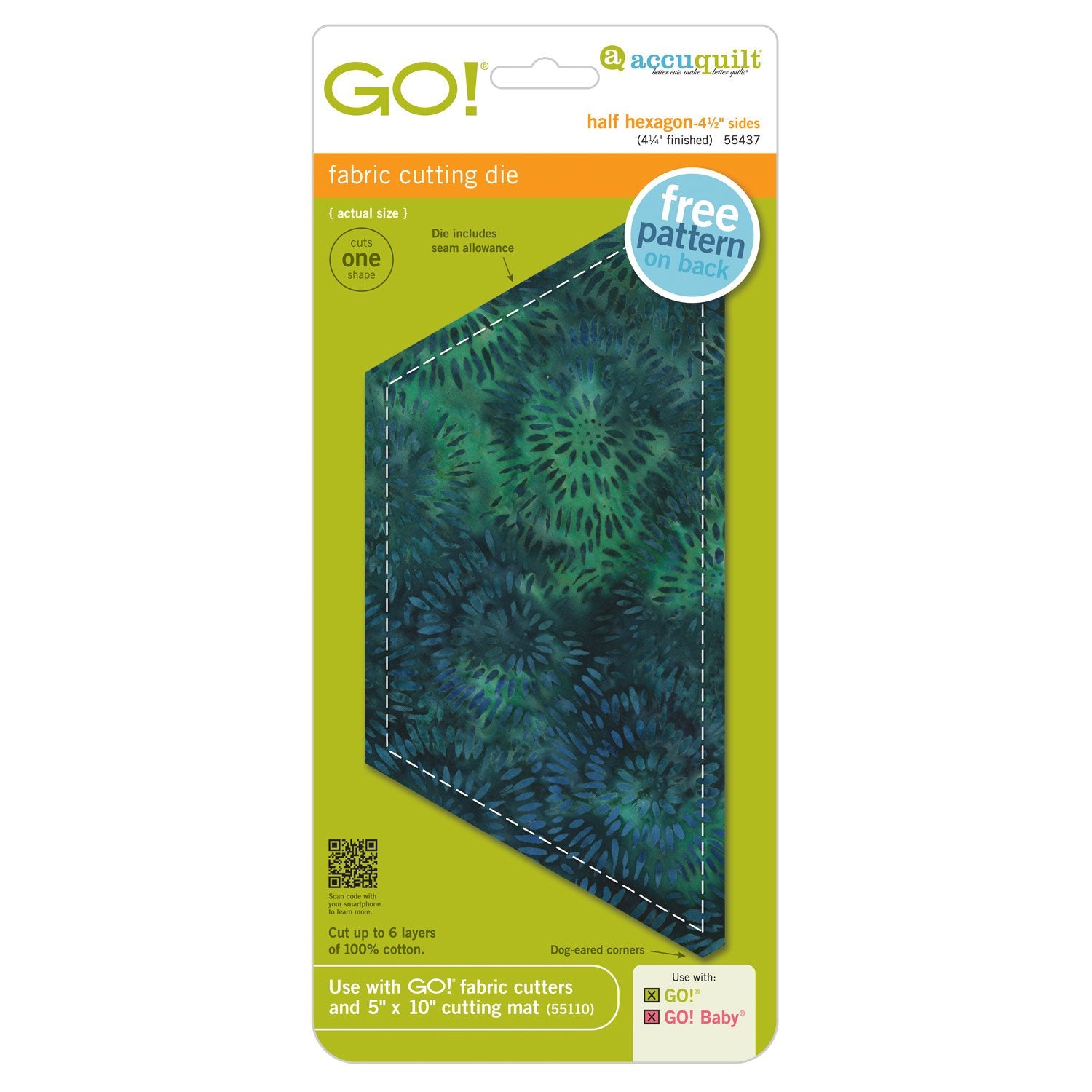 GO! Half Hexagon-4 1/2" Sides (4 1/4"
Finished)