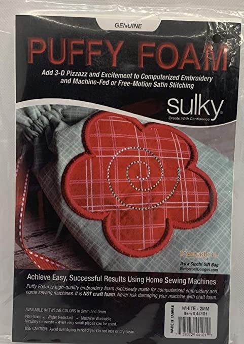 SULKY FOAM PUFFY WHITE 2MM 6" X 9" 3Piece pack