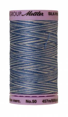 Mettler Silk-Finish 50wt Variegated Cotton Thread 500yd/457M Clear Sky