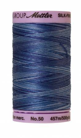 Mettler Silk-Finish 50wt Variegated Cotton Thread 500yd/457M Evening Blue