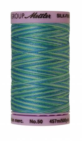 Mettler Silk-Finish 50wt Variegated Cotton Thread 500yd/457M Seaspray
