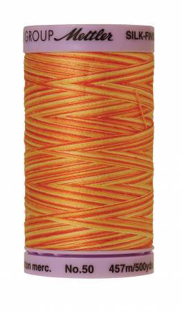 Mettler Silk-Finish 50wt Variegated Cotton Thread 500yd/457M Orange Ana