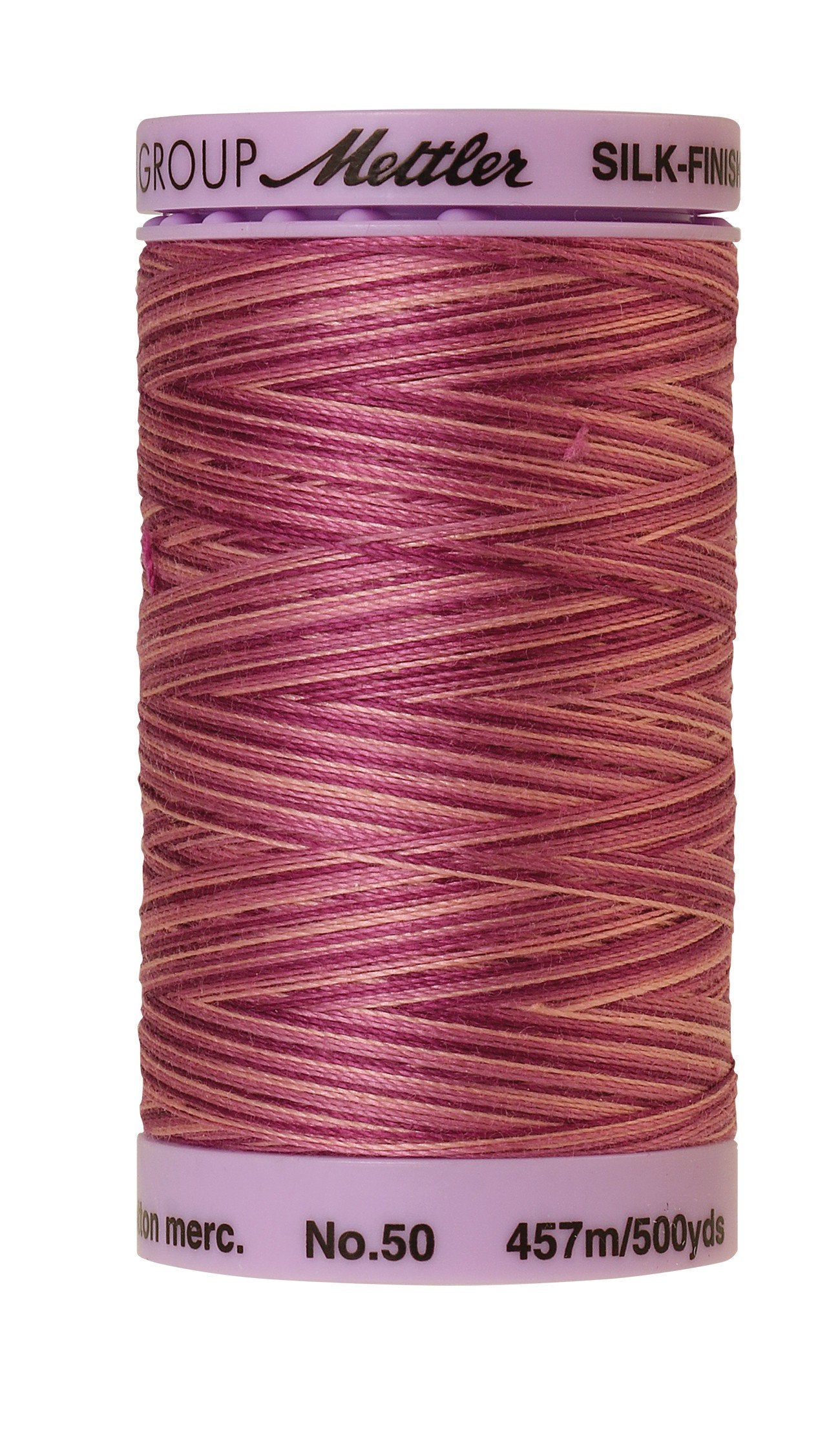 Mettler Silk-Finish 50wt Variegated Cotton Thread 500yd/457M Pink Flox
