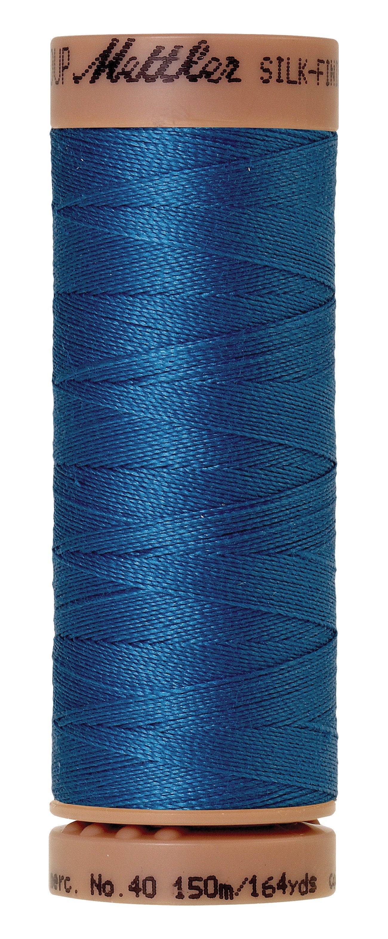 Mettler Silk-Finish 40wt Solid Cotton Thread 164yd/150M Mediterranian Blue