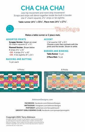 Atkinson Designs Cha Cha Cha Table Runner Pattern