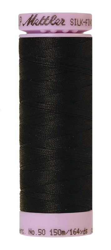 Mettler Silk-finish 50wt Solid Cotton Thread 164yd/150m Black