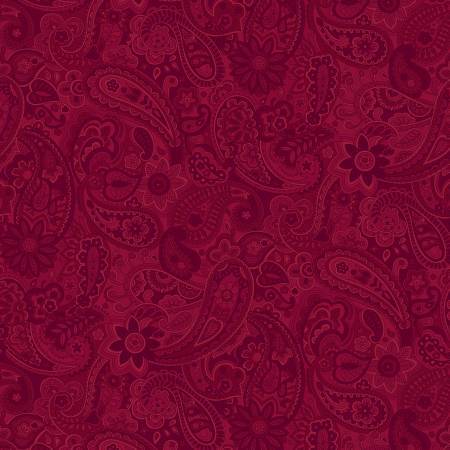 P&B Textiles Bella Suede Red Paisley 108in Wide Back