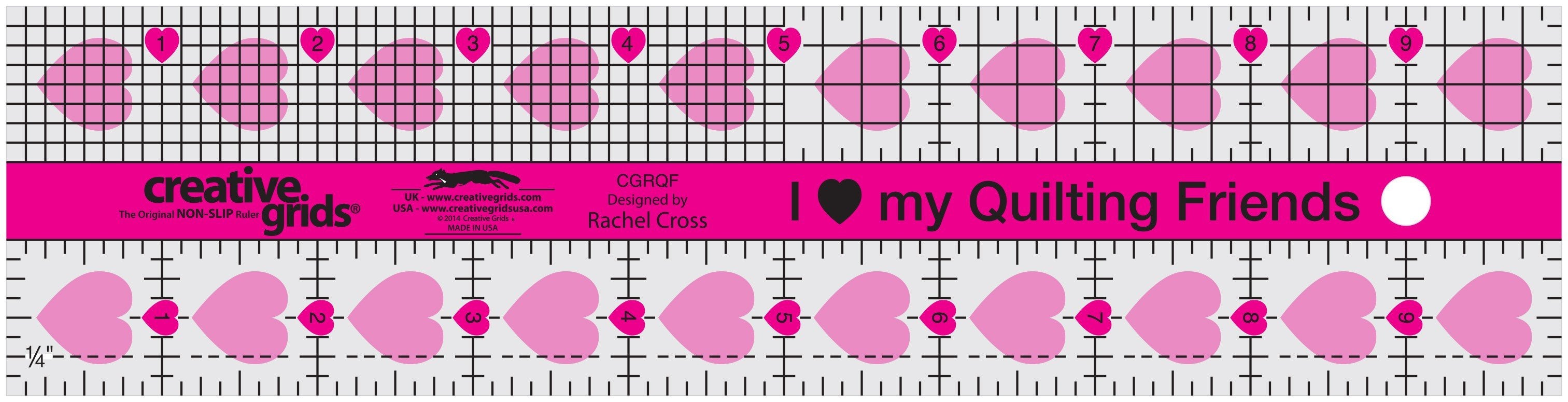 Creative Grids I Love My Quilt Friends Quilt Ruler 2-1/2in x 10in