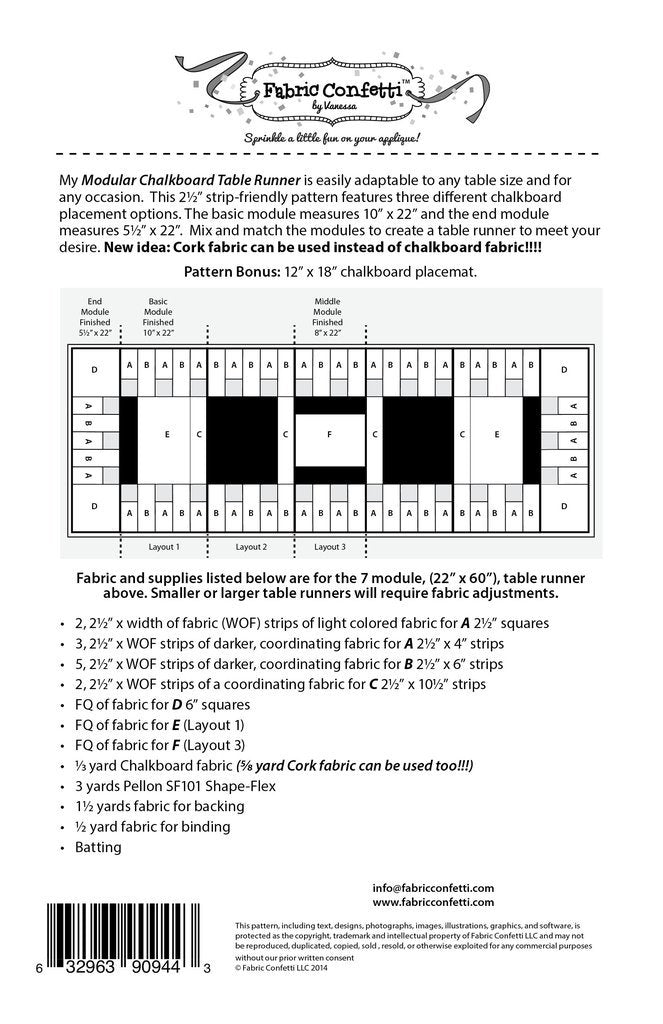 Modular Chalkboard Table Runner