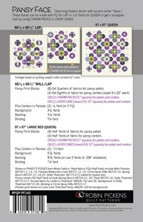 Pansy Face Quilt Pattern - Robin Pickens