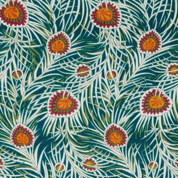 Liberty of London Fabric - Pipers Peacock - Green