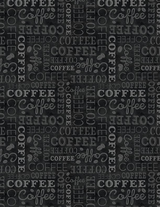 Coffee Time- Black Allover Words