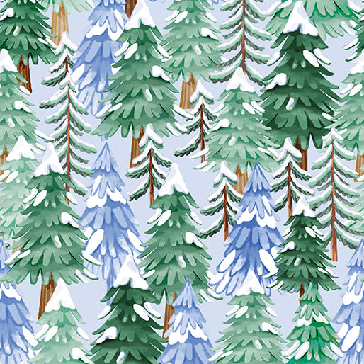 Snowflake Wishes - Nicole DeCamp - Wintery Forest Light Blue - 15190-50