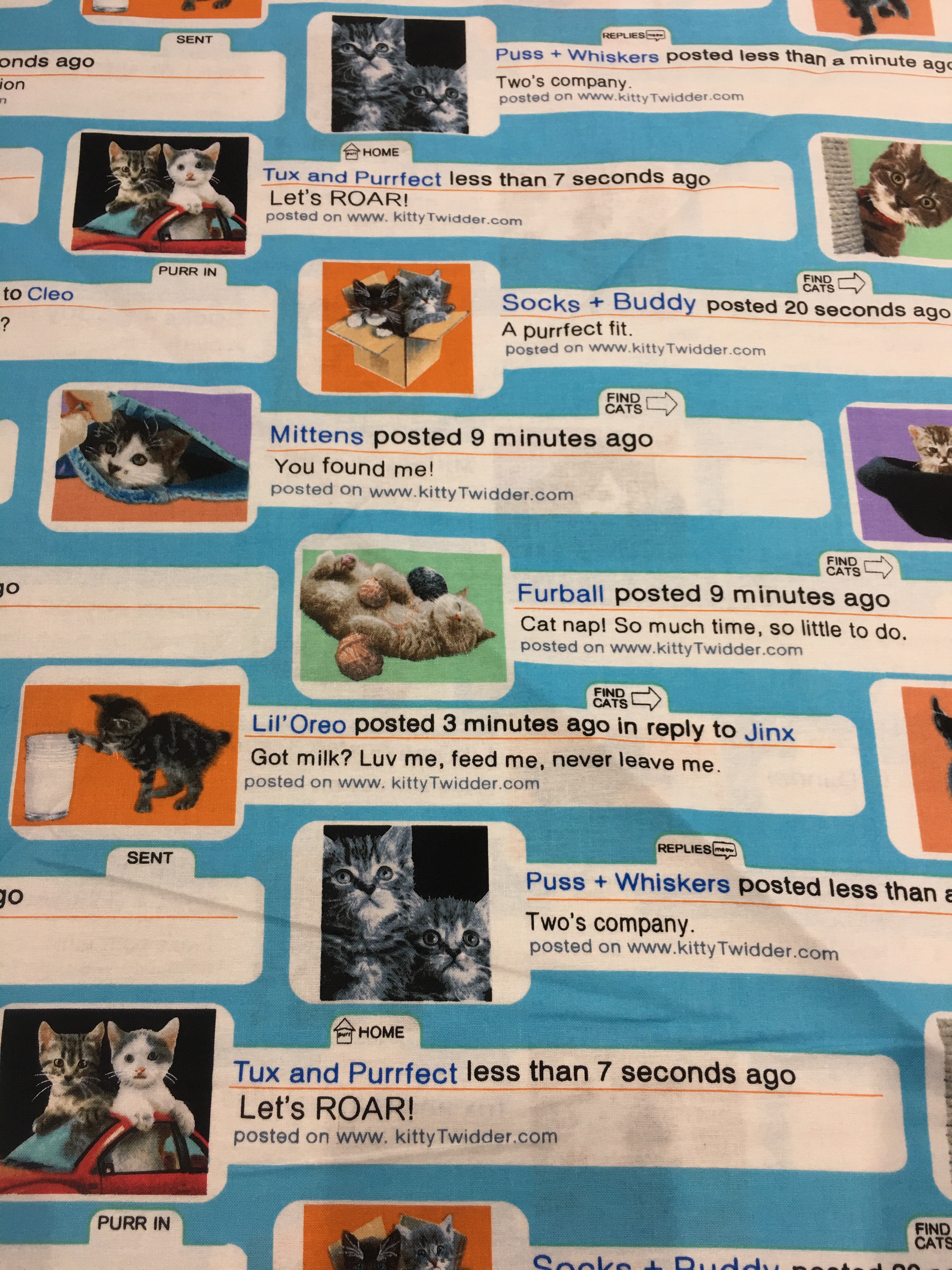 Benartex - Kitty Twidder - Blue Multi