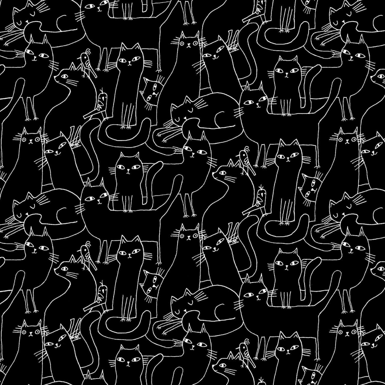 Cosmo Cats - Outline Cats Black/White