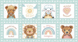 Boho Buddies - Lt. Teal Animal Panel - 1723P-16
