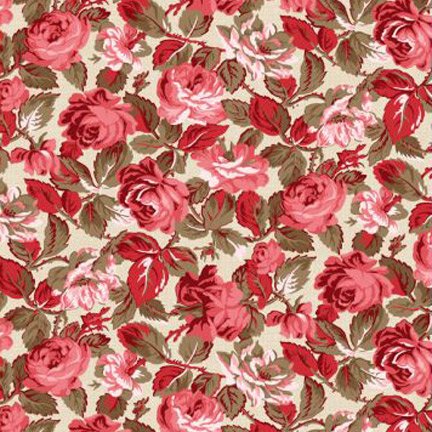 Wilmington Prints- Rhapsody in Reds- Kaye Englad Tonal Floral- Ivory- 98652-132