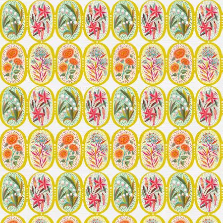 Paintbrush Studio - Flower Medallions White/Green 118in Wide Back
