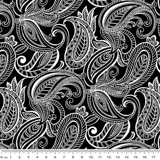 Night & Day by Kanvas Studio for Benartex - Black Paisley