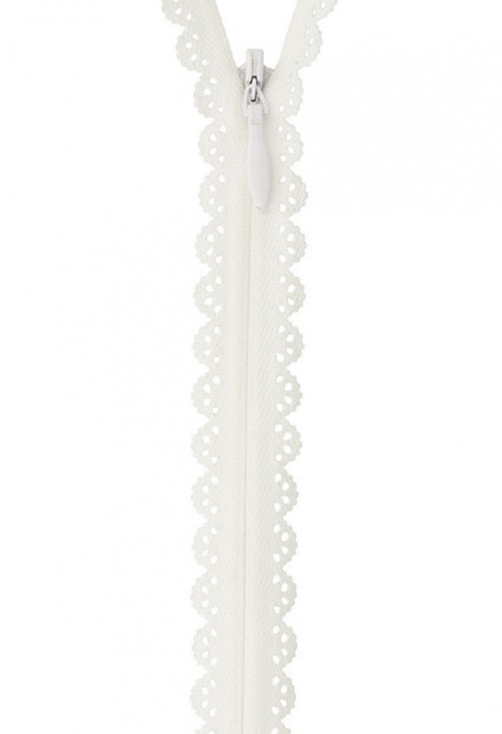 Lace Zipper 22cm, 19mm wide, WHITE