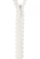 Lace Zipper 22cm, 19mm wide, WHITE