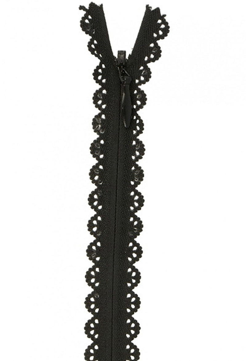 Lace Zipper 22cm, 19mm wide, black