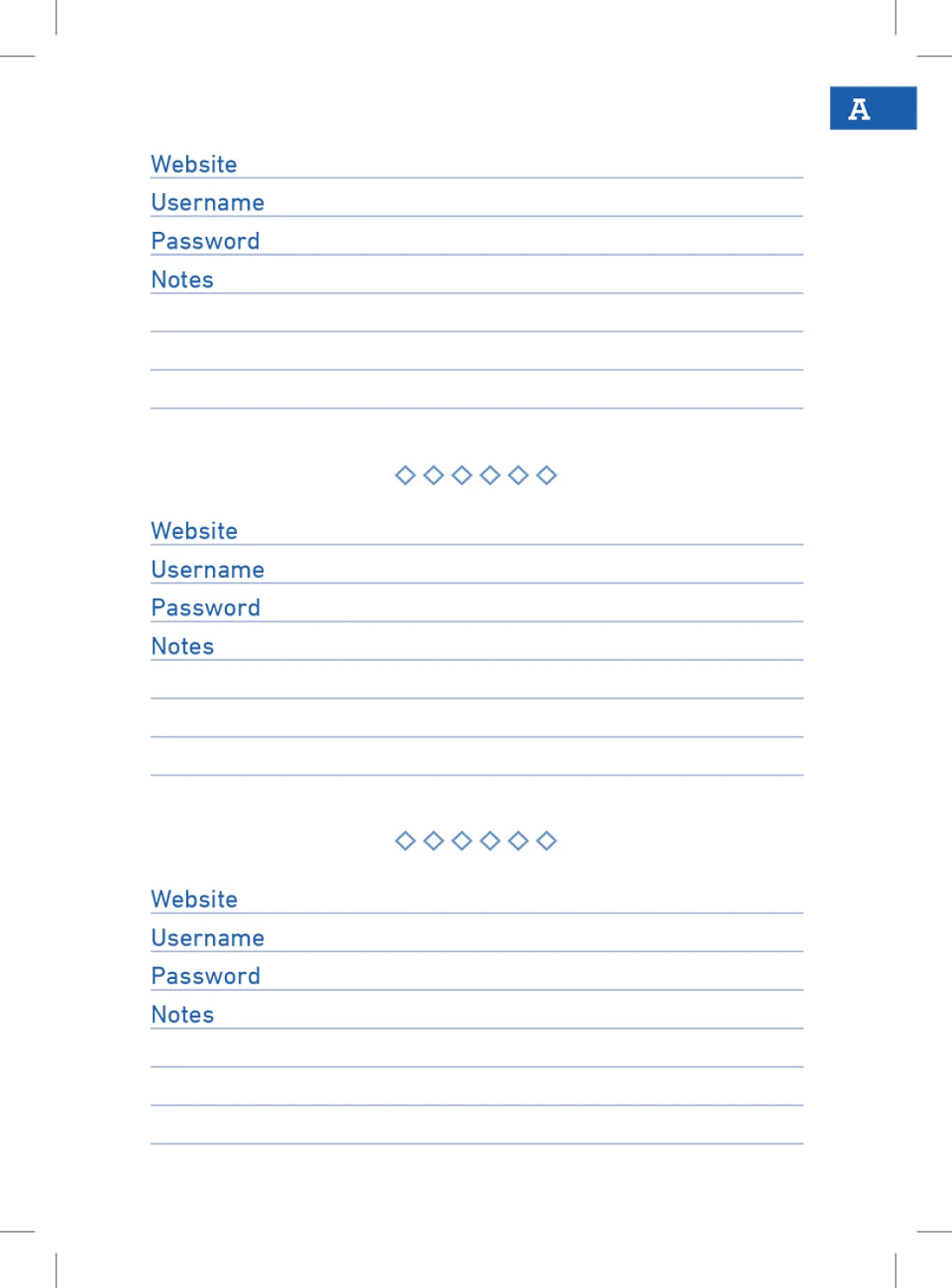 Quilty Password Keeper Book/Organizer