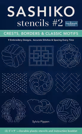 Sashiko Stencils, 2 Crests Borders Classic Motifs