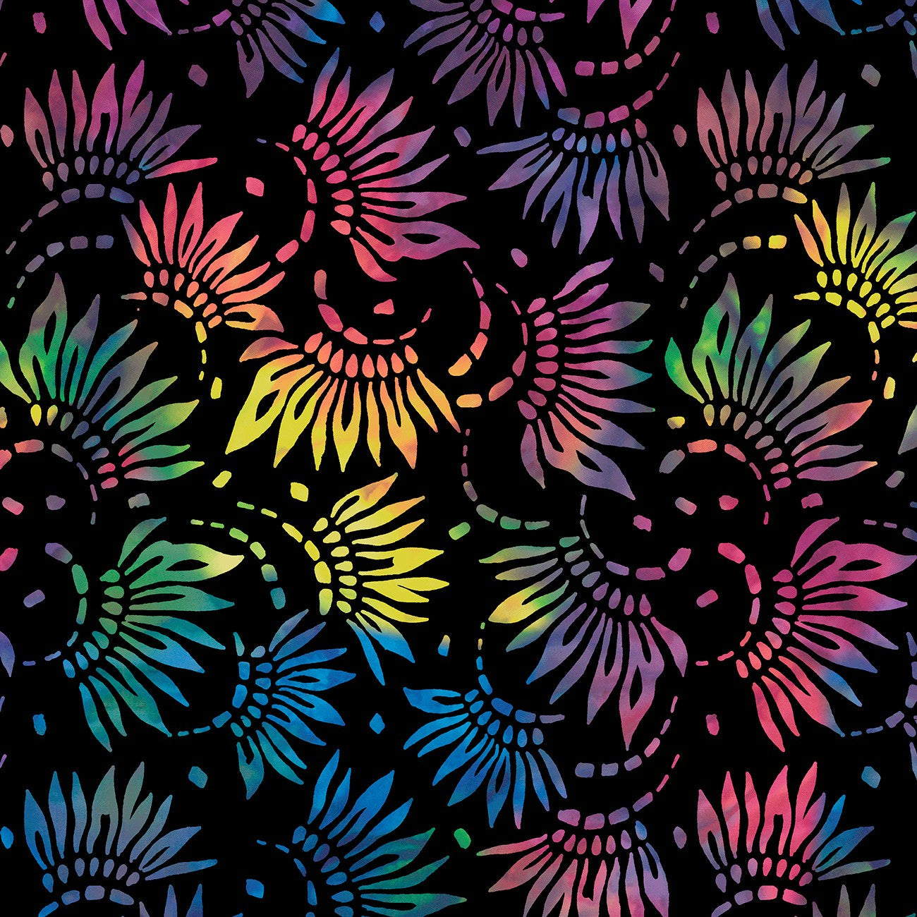 Wilmington Black/Multi Petals 108in Wide Back