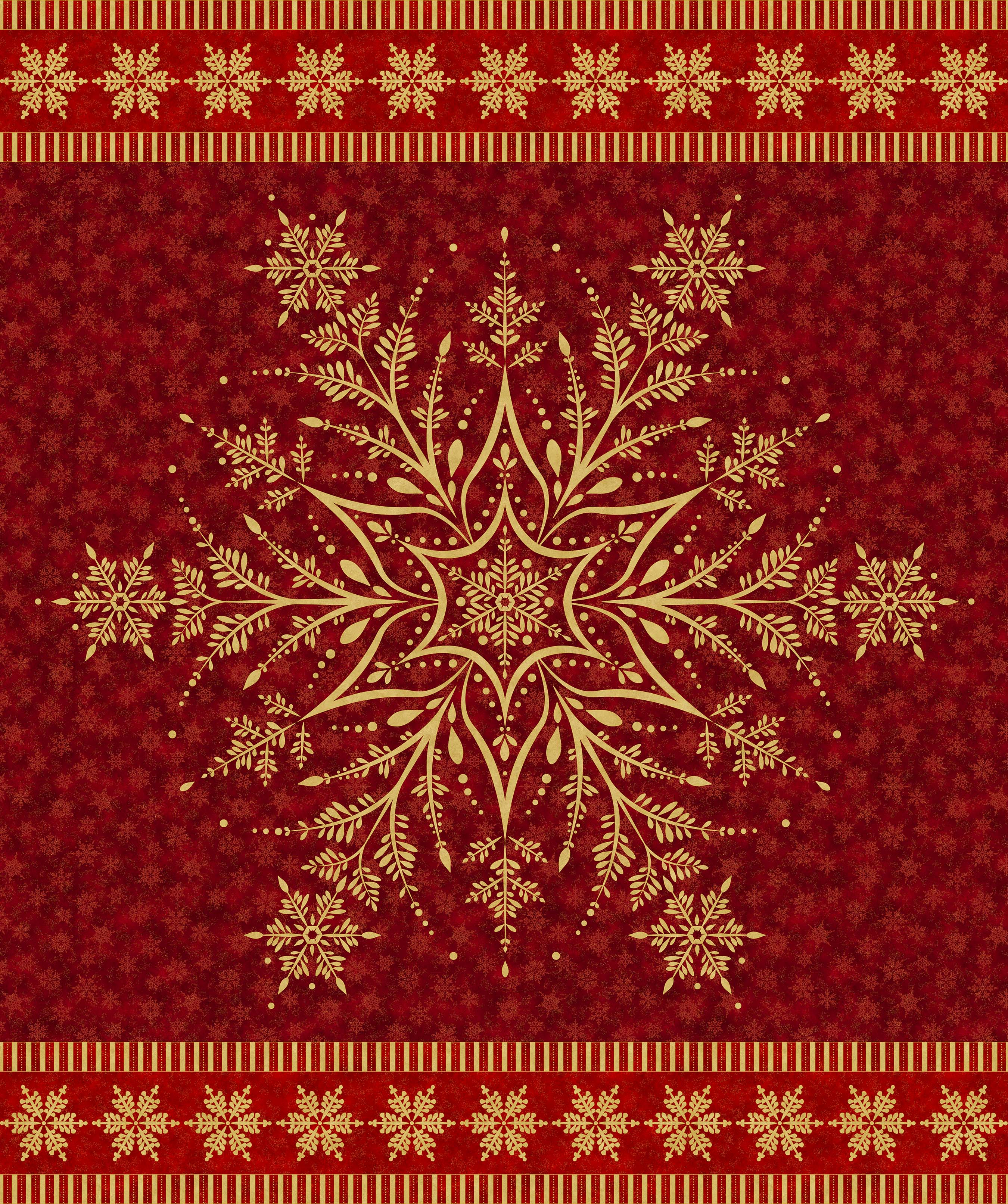Shimmer Frost Snowflake PANEL - RED