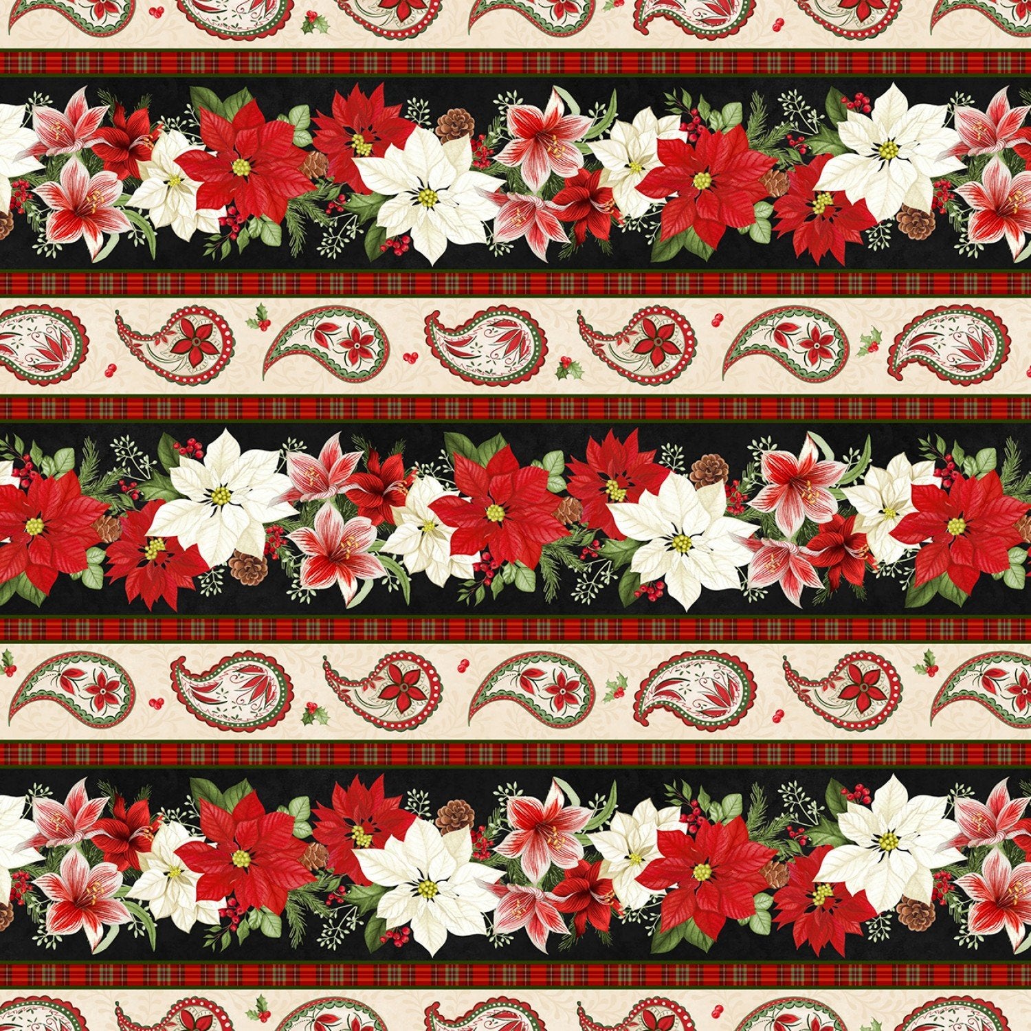 Tartan Holiday - Poinsettia Repeating Stripe