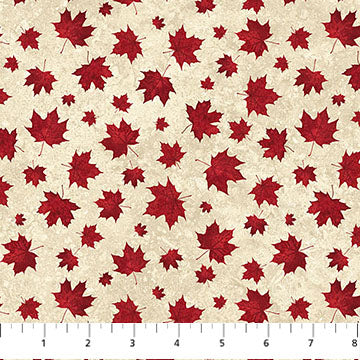 Oh Canada 14 - Stonehenge - Two Tone Leaves Cream/Red - 29020-12