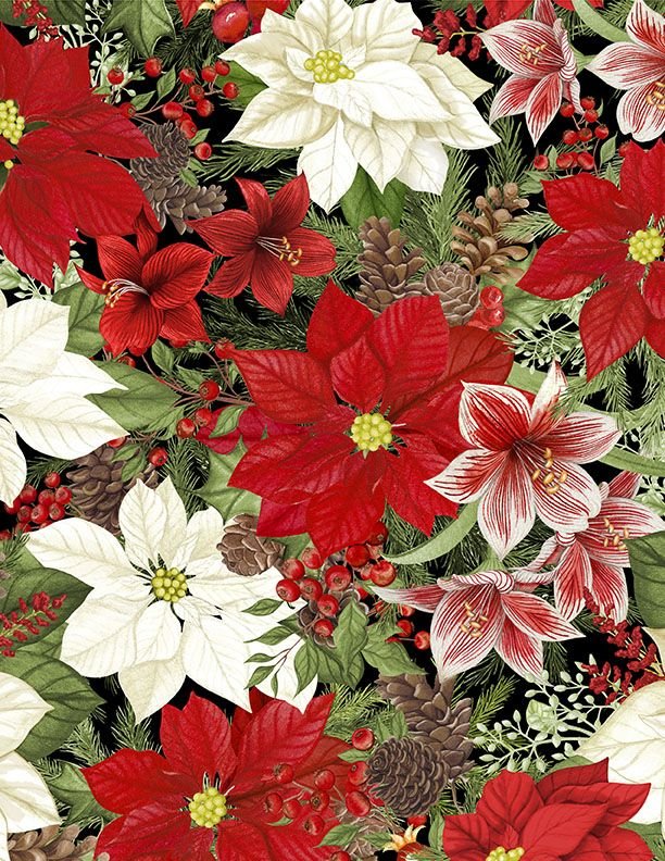 Tartan Holiday - Packed Poinsettia Floral