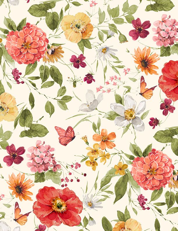 Wilmington Prints - Blessed by Nature - Medium Floral Cream