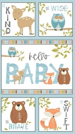 Winsome Critters "Hello Baby" Quilt Panel