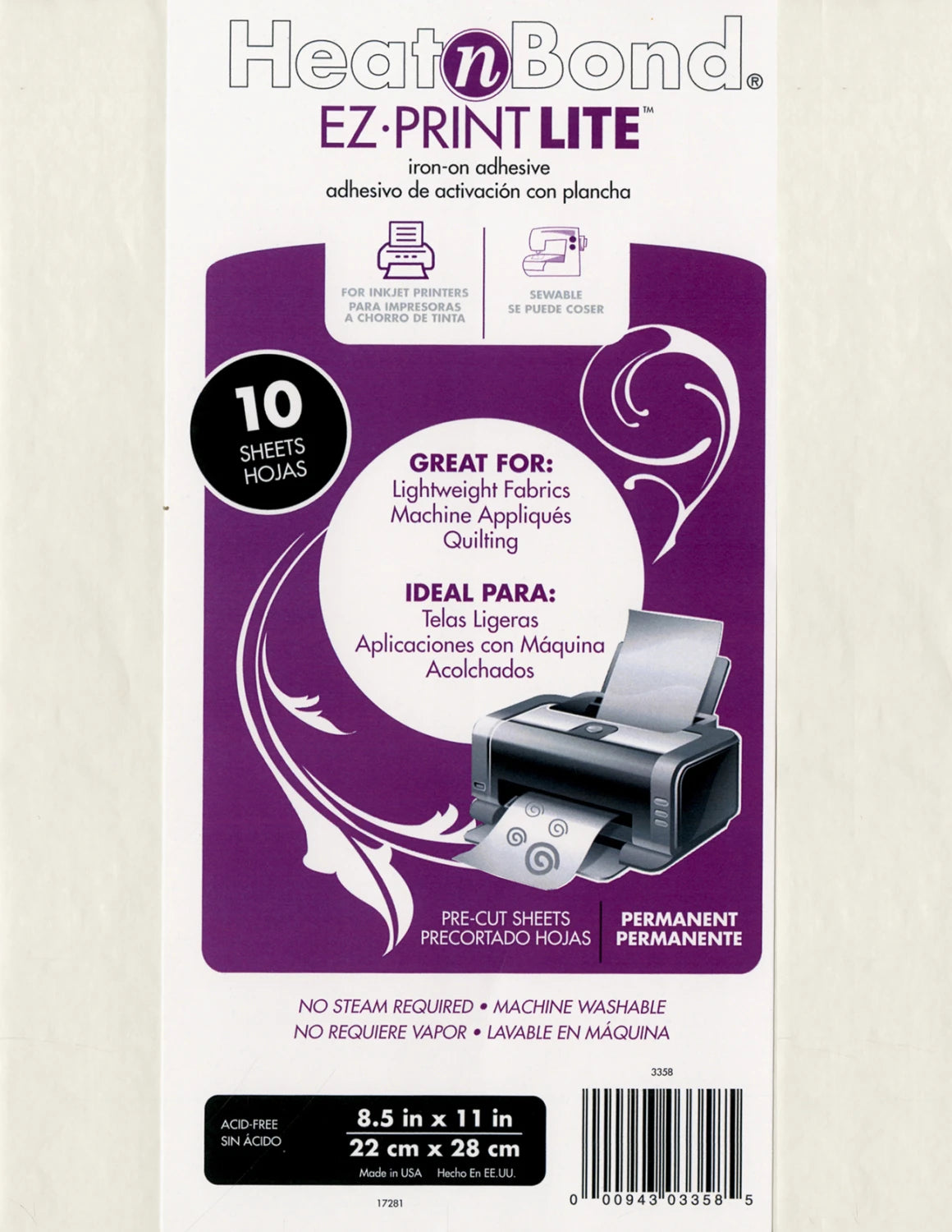 HEATNBOND EZ Print Lite 10 pcs - 22 x 28cm