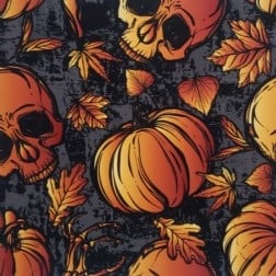 Quilters Choice - Halloween - Pumpkin Skull - Grey - QC512-GRY