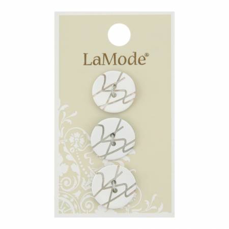 LaMode Buttons - White Zig Zag Agoya Shell 11/16in 18mm 2 hole