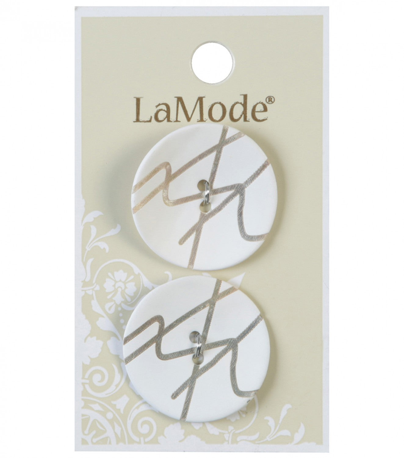 LaMode Buttons - White Zig Zag Agoya Shell 1 1/8in 28mm