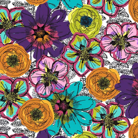 Wilmington Prints 108" Wide Back - White Flower Fields - 55017DW-1DES