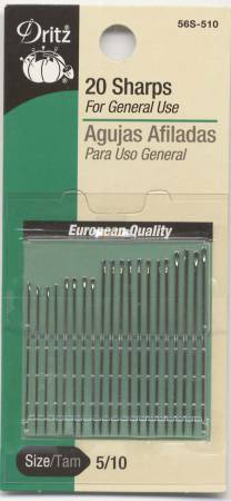 Dritz Sharps Needles Assorted Sizes 5/10 20ct Hand Sewing