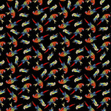 Rain Forest - Marcia Baldwin - Tossed Black Parrots