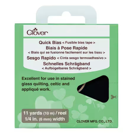 Clover Fusible Quick Bias Black 1/4in x 11yds
