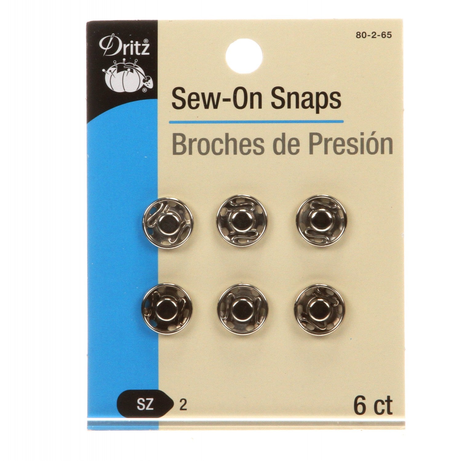 Dritz Sew On Snaps Size 2 Nickel - 6pce