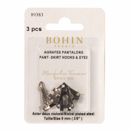 Bohin - Hooks - Hook & Eye Sew on Nickel for Skirts & Pants