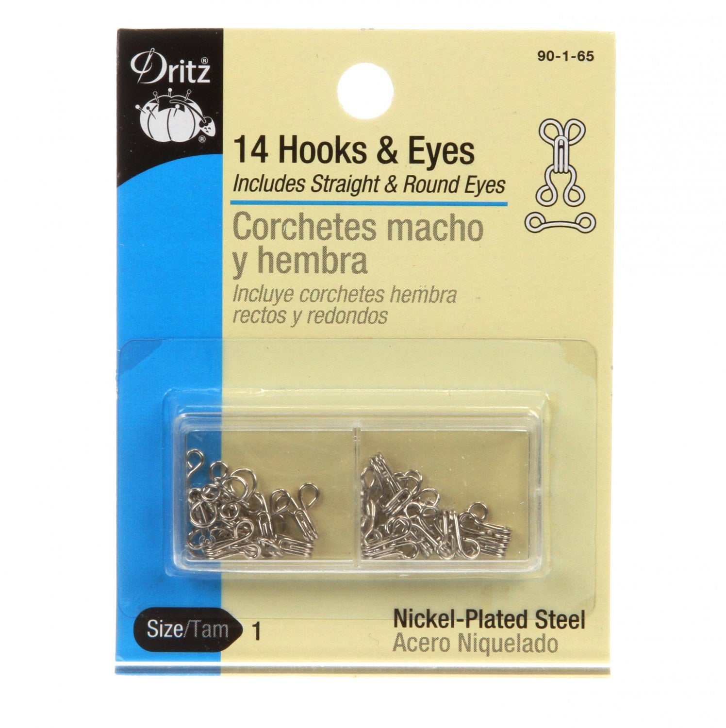 Dritz Sew On Hooks Eyes & Loops Nickel Size 1